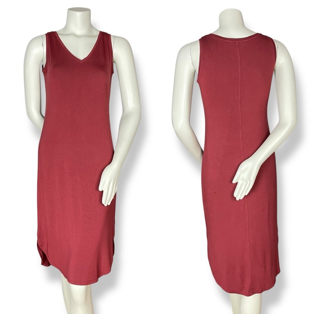 Daily Ritual Dress Tank Jersey V-Neck Stretch Sleeveless Size Small Midi Casual